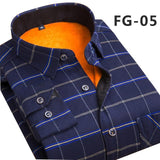 Aoliwen Winter warm shirt plus velvet thickening fashion print plaid shirt long sleeve men's brand shirt dress shirt sizeL-5XL