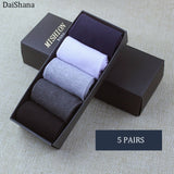 5 Pairs High Quality Casual Business Cotton Socks Solid Color Elastic Socks For Spring Autumn Male Breathable Socks For Man Gift