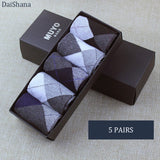 5 Pairs High Quality Casual Business Cotton Socks Solid Color Elastic Socks For Spring Autumn Male Breathable Socks For Man Gift