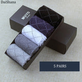 5 Pairs High Quality Casual Business Cotton Socks Solid Color Elastic Socks For Spring Autumn Male Breathable Socks For Man Gift