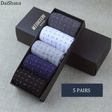 5 Pairs High Quality Casual Business Cotton Socks Solid Color Elastic Socks For Spring Autumn Male Breathable Socks For Man Gift