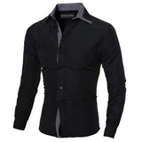 VISADA JAUNA Men Shirts Europe Size New Arrivals Slim Fit Male Shirt Solid Long Sleeve British Style Cotton Men's Shirt Office