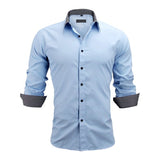 VISADA JAUNA Men Shirts Europe Size New Arrivals Slim Fit Male Shirt Solid Long Sleeve British Style Cotton Men's Shirt Office