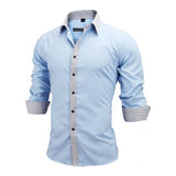 VISADA JAUNA Men Shirts Europe Size New Arrivals Slim Fit Male Shirt Solid Long Sleeve British Style Cotton Men's Shirt Office