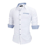 VISADA JAUNA Men Shirts Europe Size New Arrivals Slim Fit Male Shirt Solid Long Sleeve British Style Cotton Men's Shirt Office