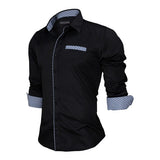 VISADA JAUNA Men Shirts Europe Size New Arrivals Slim Fit Male Shirt Solid Long Sleeve British Style Cotton Men's Shirt Office