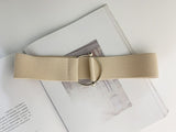 Belts for Women Black Simple Waist Elastic Ladies Band Round Buckle Decoration Coat Sweater Fashion Dress Rice White