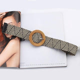 Vintage Boho Braided Waist Belt Summer Solid Female Belt Round Wooden Smooth Buckle Fake Straw Wide Belts For Women Hot Sale