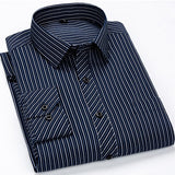 Men's Classic Standard-fit Plaid/striped Social Office Dress Shirt Single Patch Pocket Long Sleeve Formal Business Basic Shirts