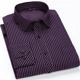 Men's Classic Standard-fit Plaid/striped Social Office Dress Shirt Single Patch Pocket Long Sleeve Formal Business Basic Shirts