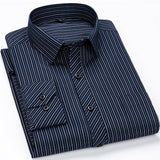 Men's Classic Standard-fit Plaid/striped Social Office Dress Shirt Single Patch Pocket Long Sleeve Formal Business Basic Shirts