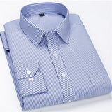 Men's Classic Standard-fit Plaid/striped Social Office Dress Shirt Single Patch Pocket Long Sleeve Formal Business Basic Shirts