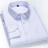 Men's Classic Standard-fit Plaid/striped Social Office Dress Shirt Single Patch Pocket Long Sleeve Formal Business Basic Shirts
