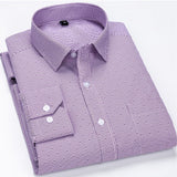 Men's Classic Standard-fit Plaid/striped Social Office Dress Shirt Single Patch Pocket Long Sleeve Formal Business Basic Shirts