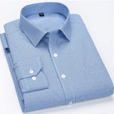 Men's Classic Standard-fit Plaid/striped Social Office Dress Shirt Single Patch Pocket Long Sleeve Formal Business Basic Shirts