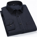 Men's Classic Standard-fit Plaid/striped Social Office Dress Shirt Single Patch Pocket Long Sleeve Formal Business Basic Shirts