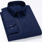 Men's Classic Standard-fit Plaid/striped Social Office Dress Shirt Single Patch Pocket Long Sleeve Formal Business Basic Shirts