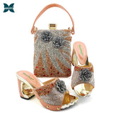 Black Color Latest Shoes and Bags Set Italian matching Sets 2020 Nigerian Shoes and Matching Bags Women Rhinestone Wedding Shoes