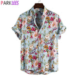 Floral Hawaiian Aloha Shirt Men 2020 Summer Short Sleeve Quick Dry Beach Wear Casual Button Down Vacation Clothing Chemise Homme