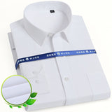 Men's Classic Long Sleeve Solid/striped Basic Dress Shirts Single Patch Pocket Formal Business Standard-fit Office Social Shirt
