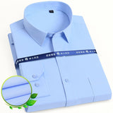 Men's Classic Long Sleeve Solid/striped Basic Dress Shirts Single Patch Pocket Formal Business Standard-fit Office Social Shirt