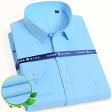 Men's Classic Long Sleeve Solid/striped Basic Dress Shirts Single Patch Pocket Formal Business Standard-fit Office Social Shirt