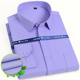 Men's Classic Long Sleeve Solid/striped Basic Dress Shirts Single Patch Pocket Formal Business Standard-fit Office Social Shirt