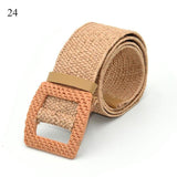 Vintage Boho Braided Waist Belt Summer Solid Female Belt Round Wooden Smooth Buckle Fake Straw Wide Belts For Women Hot Sale
