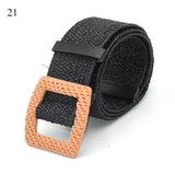 Vintage Boho Braided Waist Belt Summer Solid Female Belt Round Wooden Smooth Buckle Fake Straw Wide Belts For Women Hot Sale