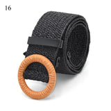 Vintage Boho Braided Waist Belt Summer Solid Female Belt Round Wooden Smooth Buckle Fake Straw Wide Belts For Women Hot Sale