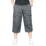 Summer Men's Casual Cotton Cargo Shorts Overalls Long Length Multi Pocket Hot breeches Military Capri Pants Male Cropped Pants
