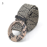 Vintage Bohemian Wide Belt Summer Wooden Buckle Wild Braided Belt Female Leopard Buckle Linen Weave Women Fake Straw Waist Belt
