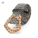 Vintage Bohemian Wide Belt Summer Wooden Buckle Wild Braided Belt Female Leopard Buckle Linen Weave Women Fake Straw Waist Belt