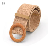 Vintage Bohemian Wide Belt Summer Wooden Buckle Wild Braided Belt Female Leopard Buckle Linen Weave Women Fake Straw Waist Belt
