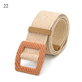 Vintage Bohemian Wide Belt Summer Wooden Buckle Wild Braided Belt Female Leopard Buckle Linen Weave Women Fake Straw Waist Belt