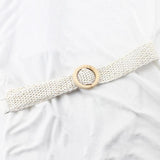 Vintage Bohemian Wide Belt Summer Wooden Buckle Wild Braided Belt Female Leopard Buckle Linen Weave Women Fake Straw Waist Belt