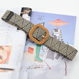 Vintage Bohemian Wide Belt Summer Wooden Buckle Wild Braided Belt Female Leopard Buckle Linen Weave Women Fake Straw Waist Belt