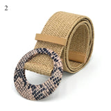 Vintage Boho Braided Waist Belt Summer Solid Female Belt Round Wooden Smooth Buckle Fake Straw Wide Belts For Women Hot Sale