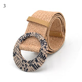 Vintage Boho Braided Waist Belt Summer Solid Female Belt Round Wooden Smooth Buckle Fake Straw Wide Belts For Women Hot Sale
