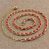 Fashion Elegant Ladies Metal Adjustable Thin Ladies Waist Chain Women Strap Dress Belt Pearl Decorative Clothess Accessories