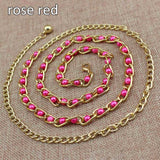 Fashion Elegant Ladies Metal Adjustable Thin Ladies Waist Chain Women Strap Dress Belt Pearl Decorative Clothess Accessories