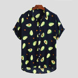 Fluorescent Color Men Shirt Summer High Quality Breathable Hawaiian Shirt Camisa Masculina Avocado Casual Male Printed Plus Size