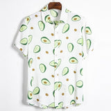 Fluorescent Color Men Shirt Summer High Quality Breathable Hawaiian Shirt Camisa Masculina Avocado Casual Male Printed Plus Size