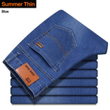 Brother Wang Men Jeans Business Casual Light Blue Elastic Force Fashion Denim Jeans Trousers Male Brand Pants