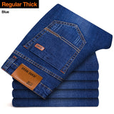 Brother Wang Men Jeans Business Casual Light Blue Elastic Force Fashion Denim Jeans Trousers Male Brand Pants