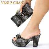 Sexy Style Nigerian Shoe and Bag Set 2020 Fashion African Party Shoes and Bag Shoes with Matching Bags Party Shoes in Fuchsia
