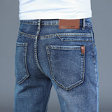 Spring Autumn 2020 Men's Smart Jeans Business Fashion Straight Regular Blue Stretch Denim Trousers Classic Men Plus Size 28-40