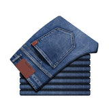 Spring Autumn 2020 Men's Smart Jeans Business Fashion Straight Regular Blue Stretch Denim Trousers Classic Men Plus Size 28-40