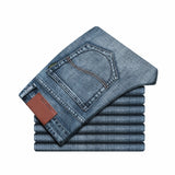 Spring Autumn 2020 Men's Smart Jeans Business Fashion Straight Regular Blue Stretch Denim Trousers Classic Men Plus Size 28-40