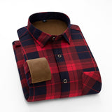 Aoliwen Winter warm shirt plus velvet thickening fashion print plaid shirt long sleeve men's brand shirt dress shirt sizeL-5XL